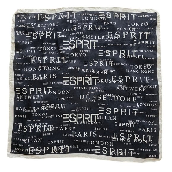 Esprit World-Wide Print Silk Scarf Made in Italy 19.5"x19.5" - Picture 1 of 4